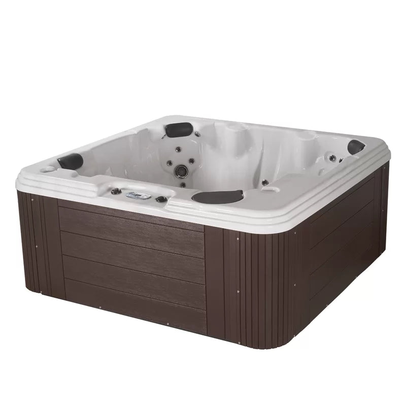 Hot Tub Spa with 2 Pumps, LED Lighting, Stainless Steel Heater and Ozonator, Insulated Cover Included