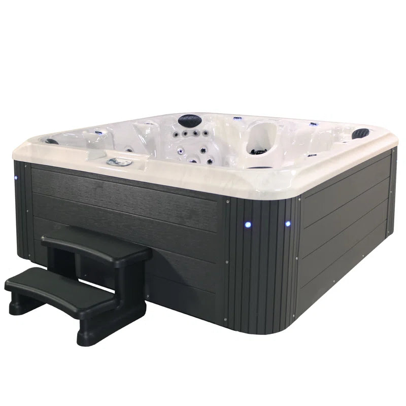 Hot Tub Spa with 3 Pumps, LED Lighting, Stainless Steel Heater and Ozonator